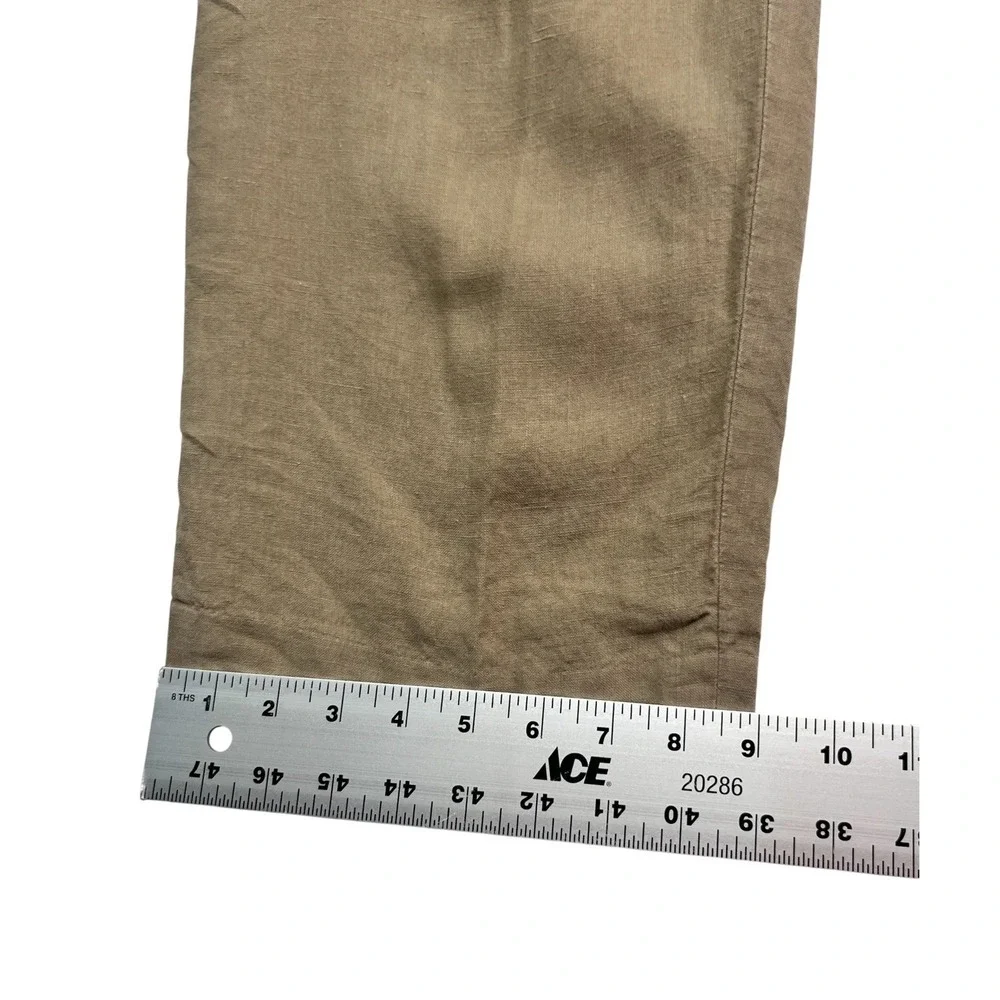 vtg Y2K Murano 36x30 Tan Khaki 100% Linen Pants Trousers Pleated Lightweight